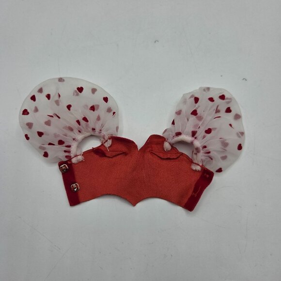 Barbie 1983 Loving You 7072 Red Flocked Top With White Puffy Heart Sleeves - Picture 4 of 6